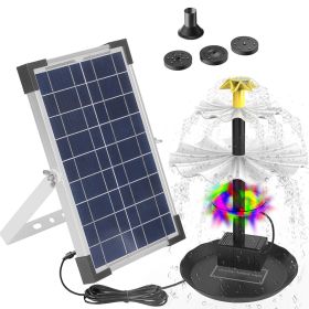 3-Tier Solar Bird Bath Fountain Solar Powered Water Pump Waterfall Feature with Colorful Light 3 Nozzles 6W Solar Panel for Bird Bath Patio Yard (Color: As Shown)